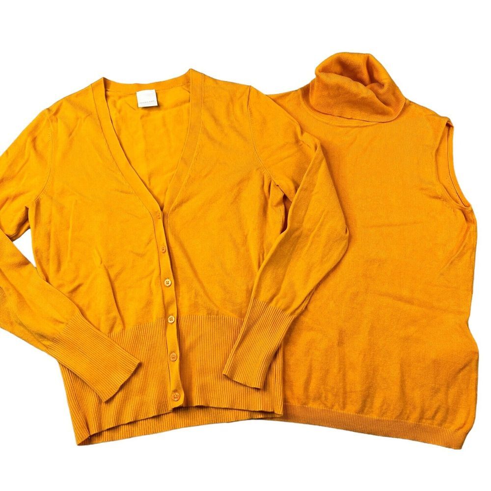 Madeleine Womens 2 pc Sweater Set‎ Size 6/8 Orange Cardigan & Sleeveless Top